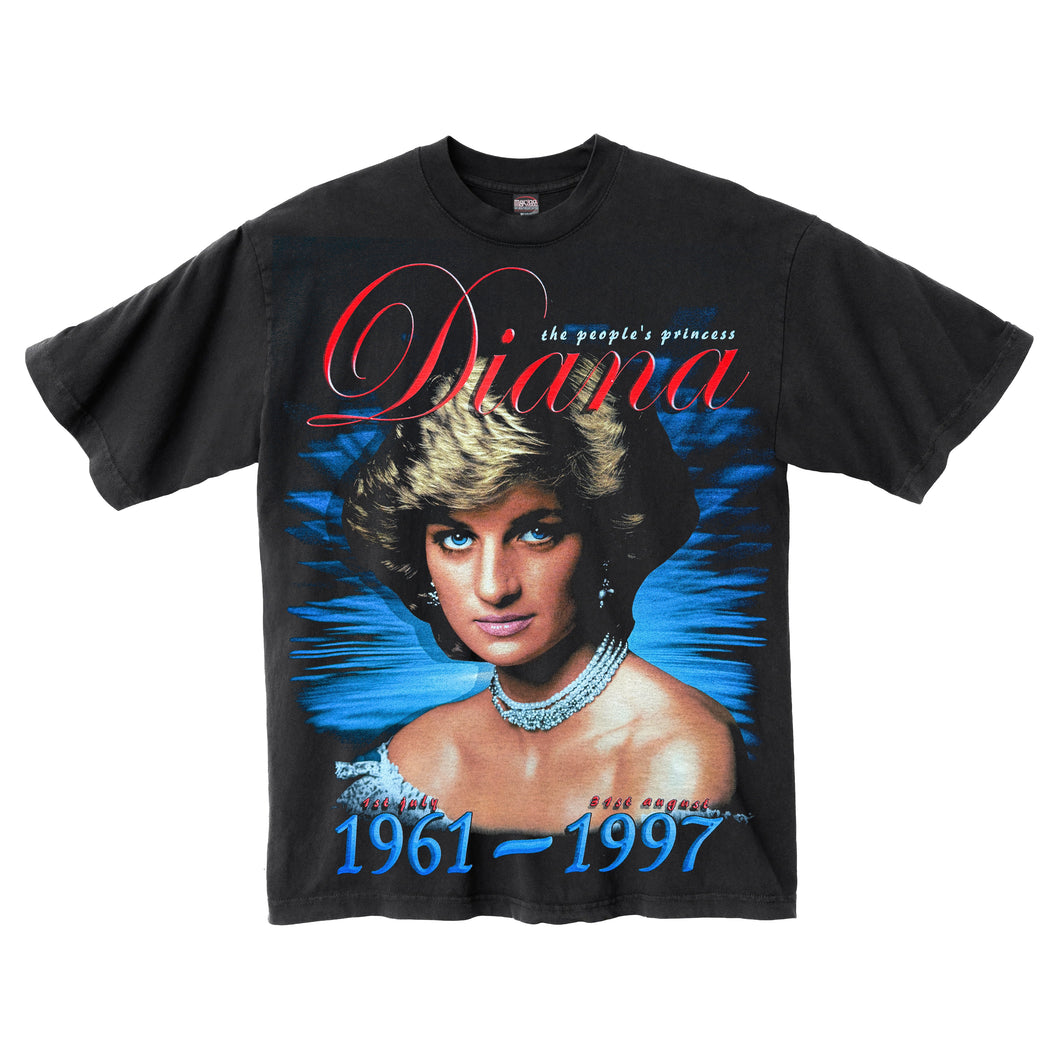 PRINCESS DIANA WASHED BLACK T-SHIRT
