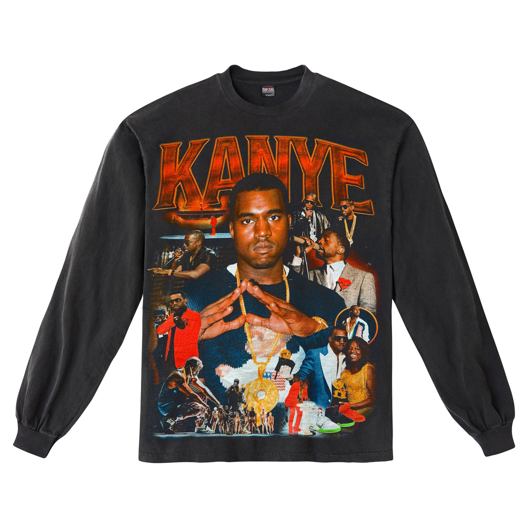 KANYE WASHED BLACK T-SHIRT LONGSLEEVE