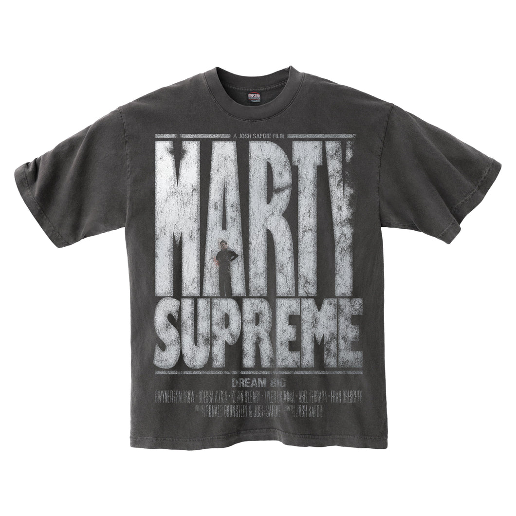 MARTY SUPREME 'DREAM BIG' VINTAGE GREY T-SHIRT