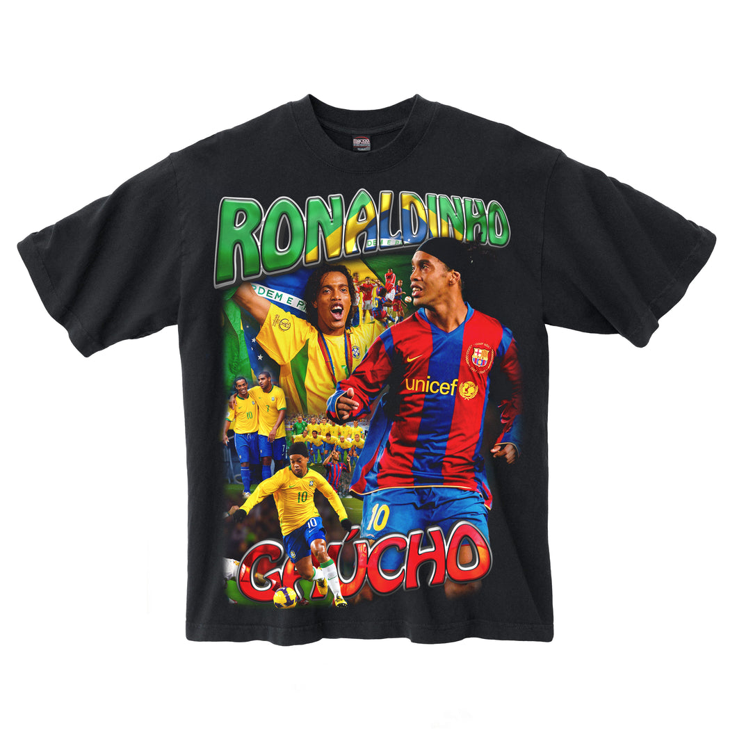RONALDINHO WASHED BLACK T-SHIRT